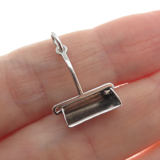 925 Sterling Silver Antique Dust Scoop Minimalist Charm Pendant