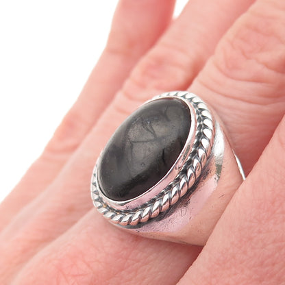 Old Pawn 925 Sterling Silver Vintage Southwestern Black Jasper Ring Size 11
