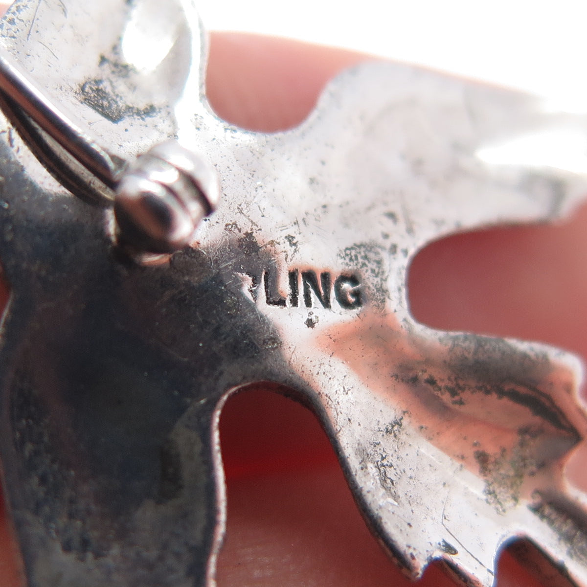 925 Sterling Silver Antique Marcasite & Garnet Holy Spirit Pin (missing 1 stone)