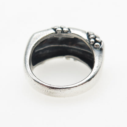 KEN CRAFTS 925 Sterling Silver Vintage Modernist Dotted Oxidized Ring Size 6