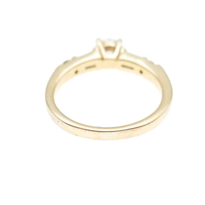 925 Sterling Gold Plated Round & Tapered Baguette-Cut C Z Engagement Ring Size 6