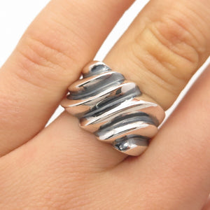 925 Sterling Silver Vintage Chapal-Zenray Inc. Ribbed Ring Size 6