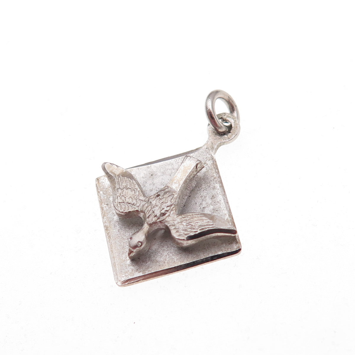 925 Sterling Silver Vintage Holy Spirit Religious Oxidized Charm Pendant