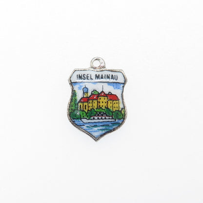 800 Silver Vintage 100 Germany Enamel Mainau Coat of Arms Minimalist Pendant