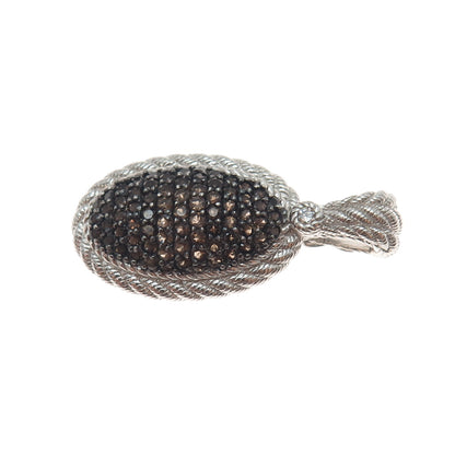 JUDITH RIPKA 925 Sterling Silver Real Smoky Quartz & C Z Charm Pendant