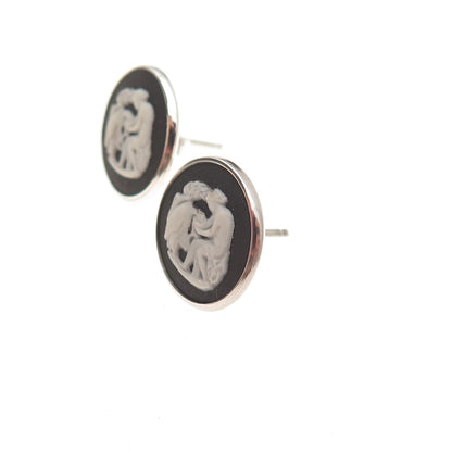 Josiah Wedgwood 925 Sterling Vintage 1979 Birmingham Jasperware Cameo Earrings