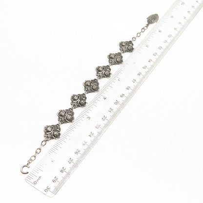 HMH Religious 925 Sterling Antique Art Deco Rose Bracelet 7.75" (missing lock)