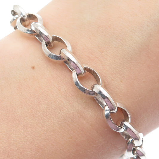 925 Sterling Silver Vintage Italy Cable Link Bracelet 7.25"