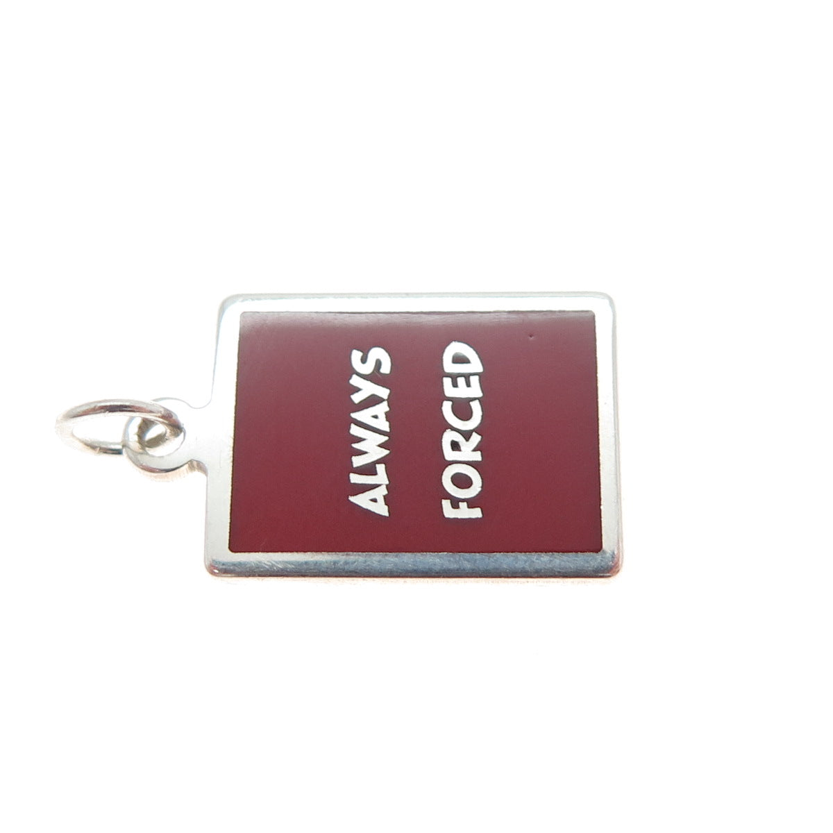 925 Sterling Silver Red Enamel Always Forced Minimalist Charm Pendant