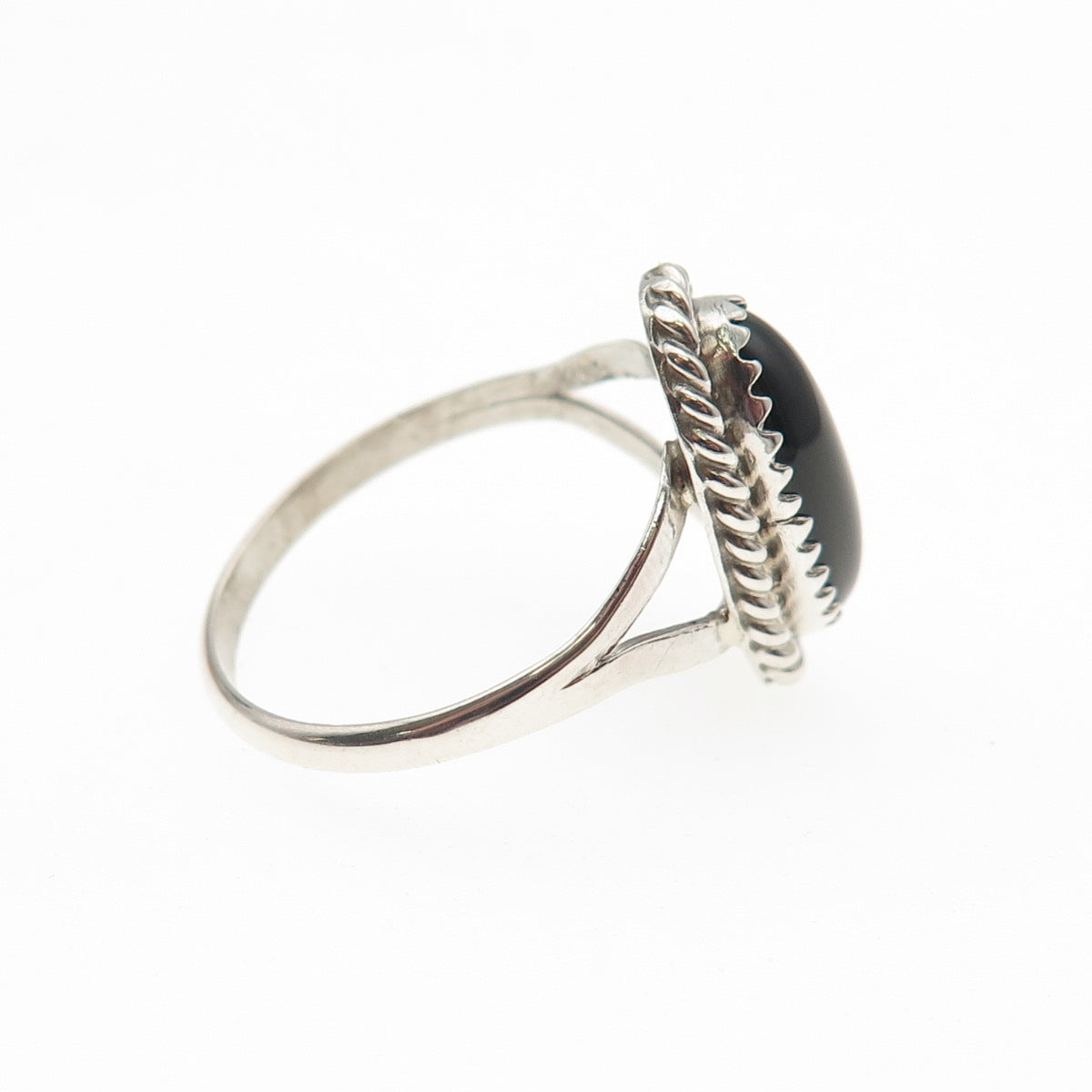 Jason Livingston Navajo Old Pawn 925 Sterling Vintage Black Onyx Ring Size 8.5