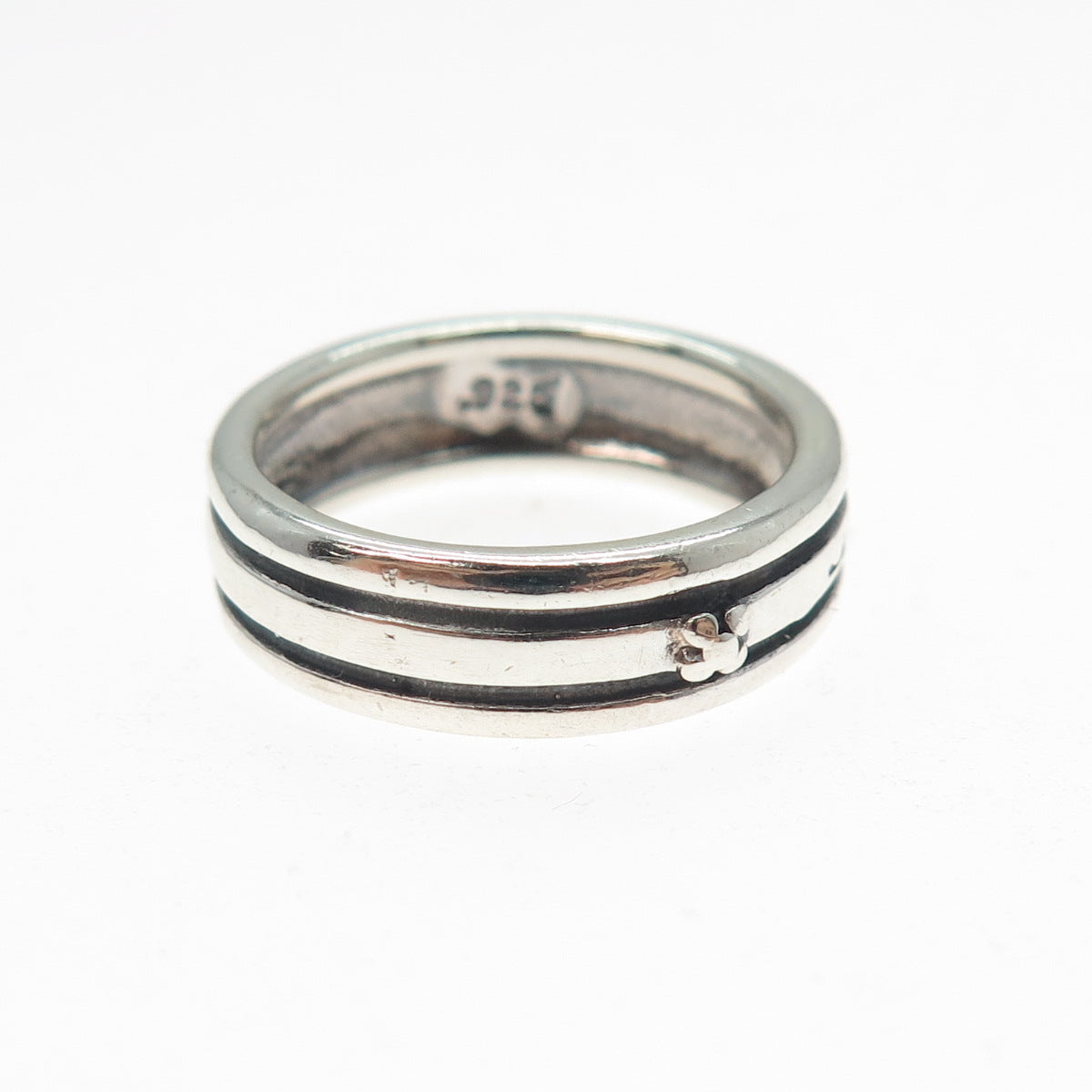 925 Sterling Silver Vintage Joy Oxidized Rotating Band Ring Size 6.75