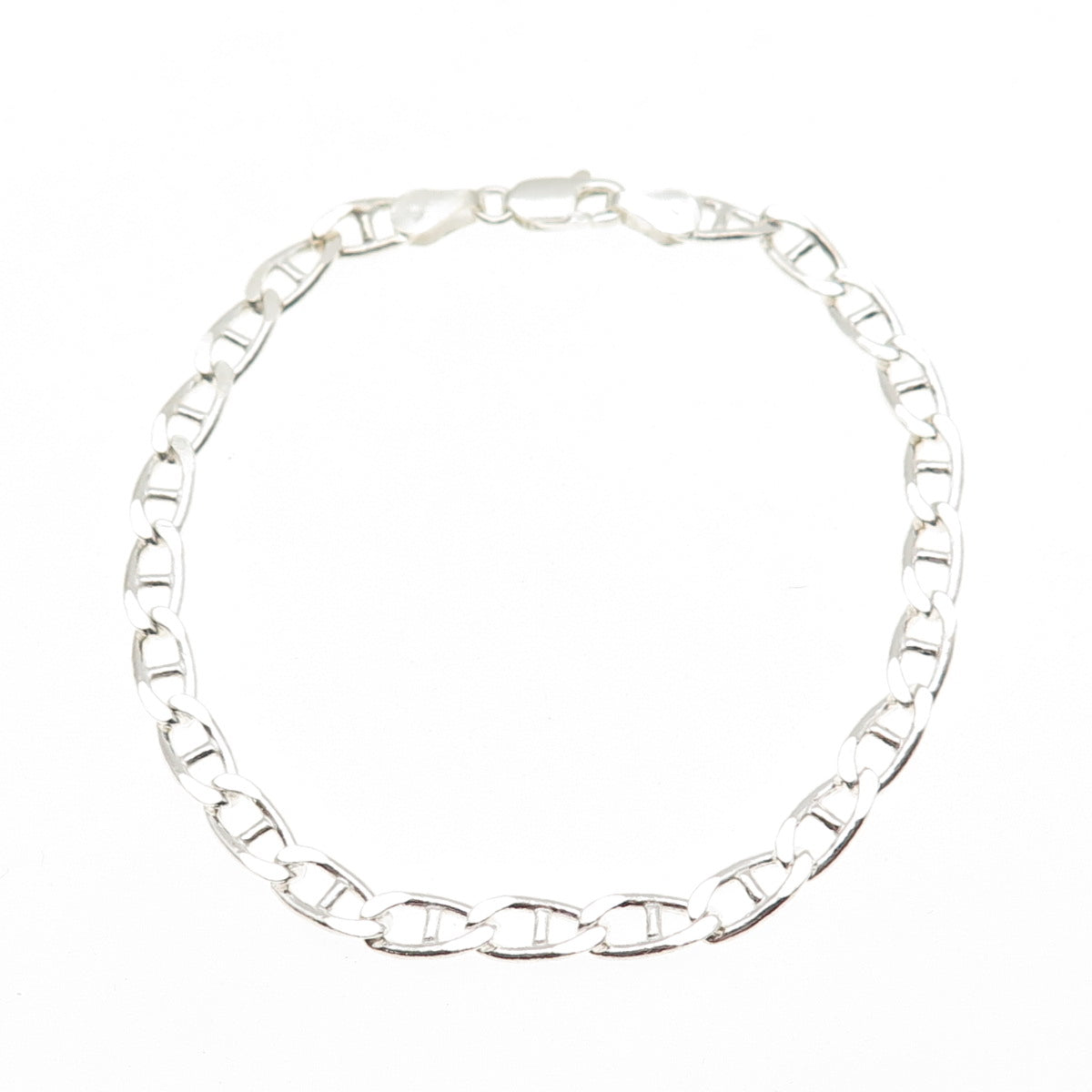 925 Sterling Silver Italy Anchor Mariner Link Bracelet 6.75"