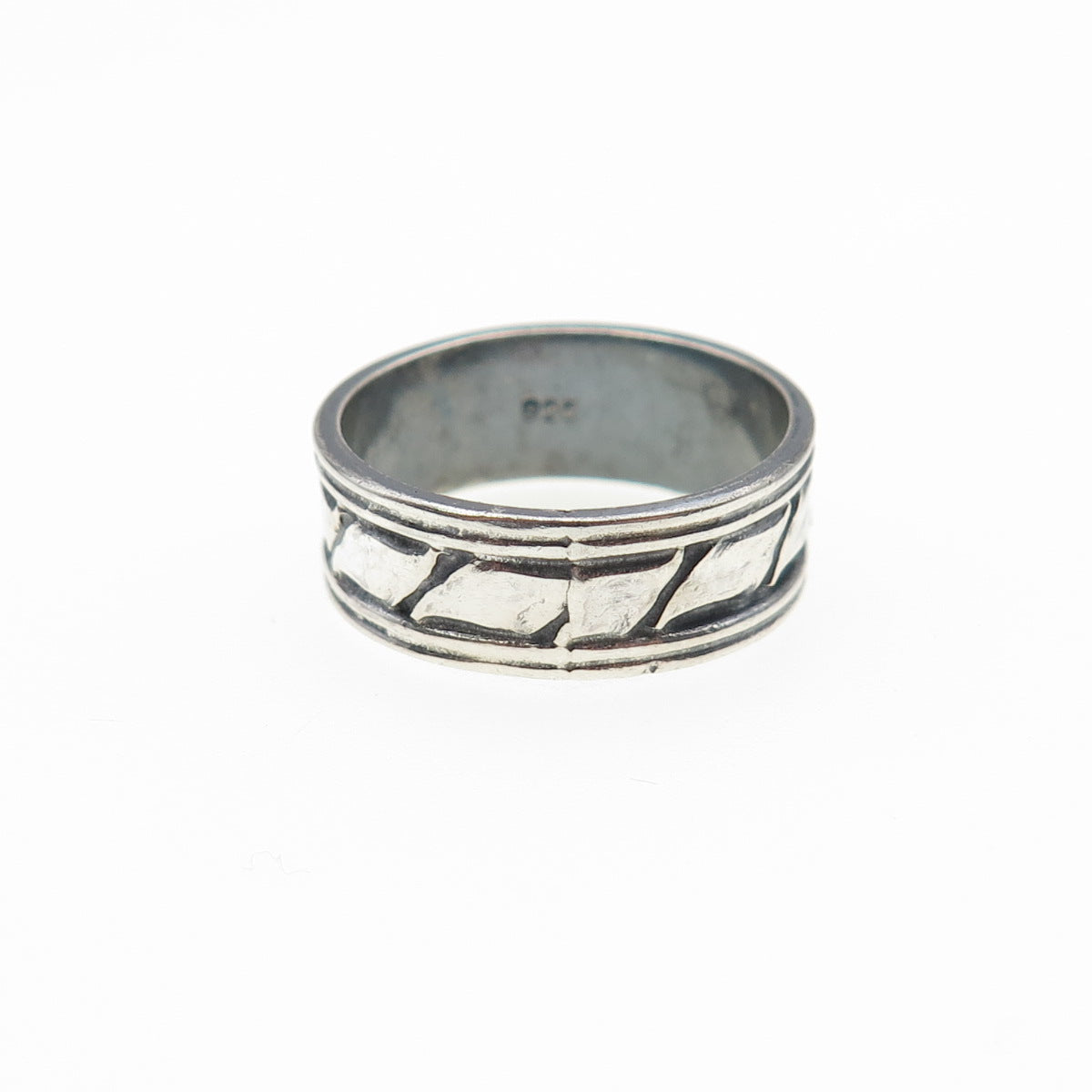 925 Sterling Silver Vintage Modernist Oxidized Band Ring Size 5.25