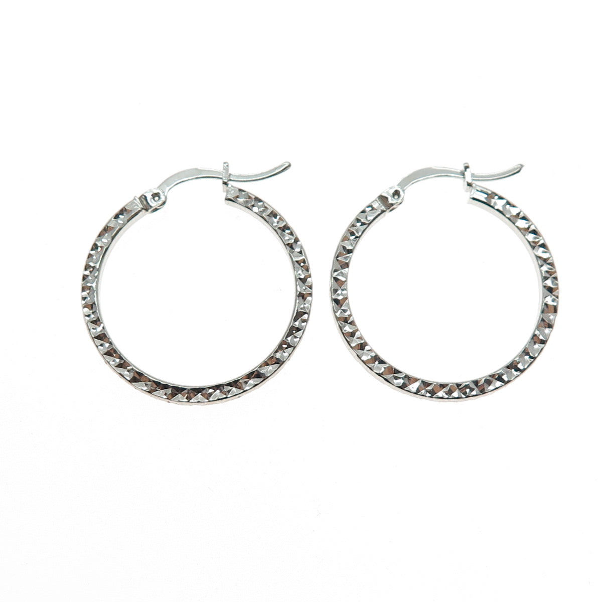 925 Sterling Silver Diamond-Cut Hoop Earrings