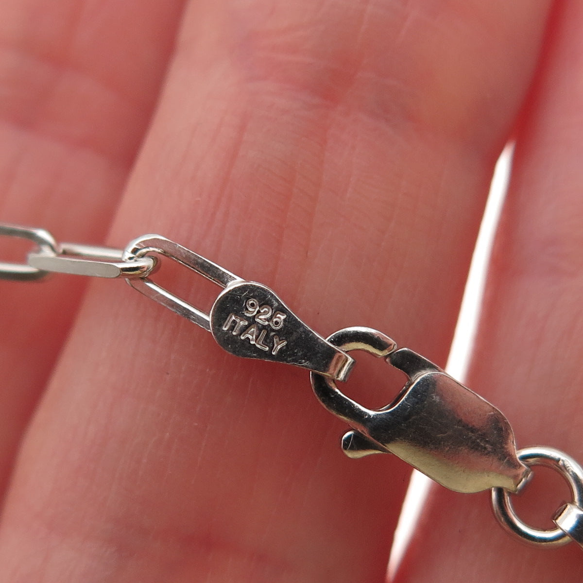 925 Sterling Silver Italy Paperclip Chain Necklace 18"
