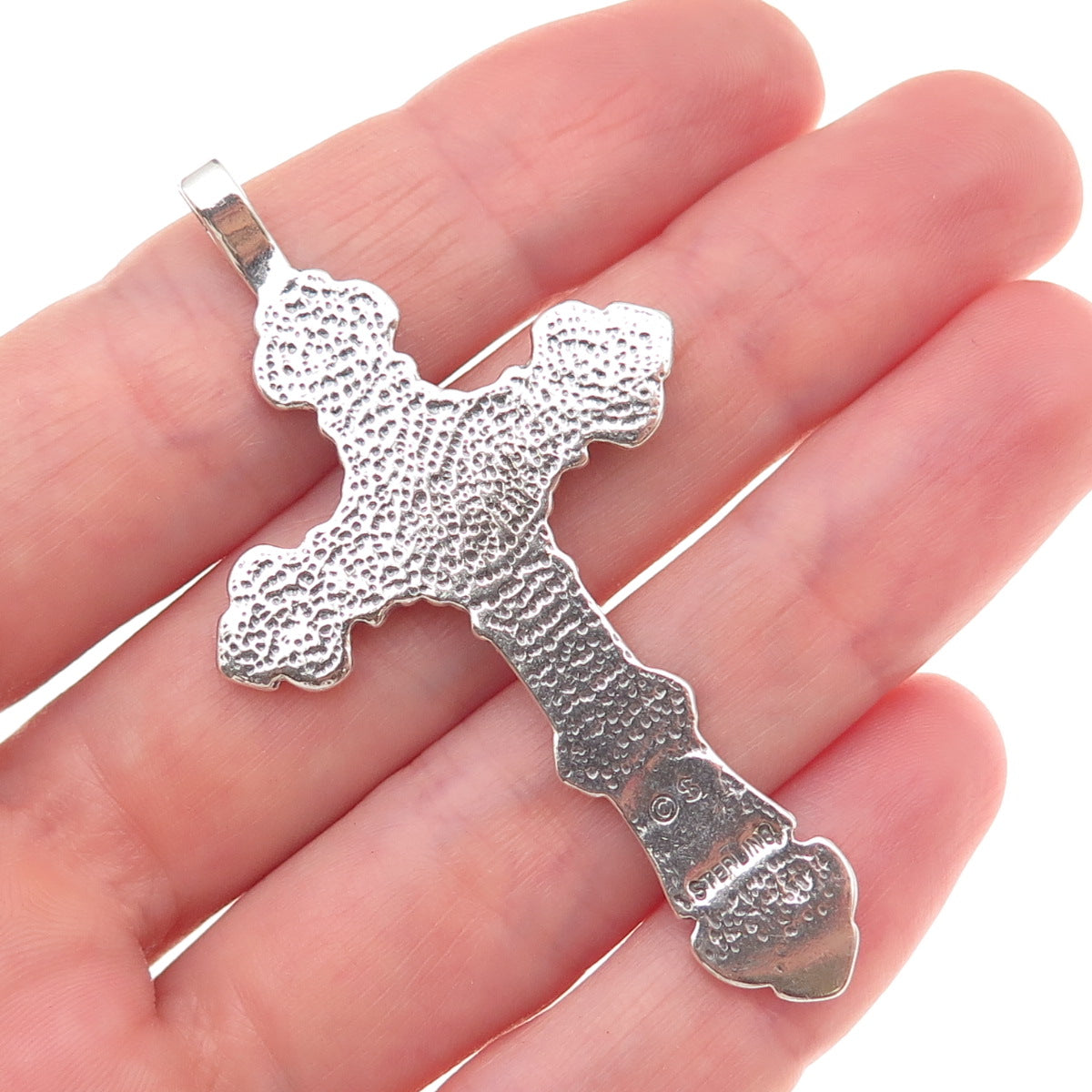 Shube 925 Sterling Silver Vintage Cross Religious Oxidized Charm Pendant