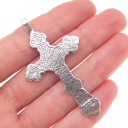 Shube 925 Sterling Silver Vintage Cross Religious Oxidized Charm Pendant