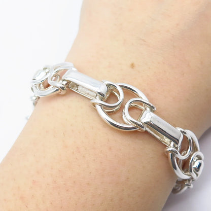 950 Silver Vintage Bar Rolo Link Bracelet 7.5"
