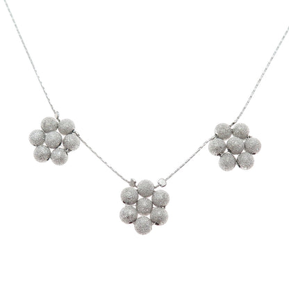 925 Sterling Silver Vintage Ball Beaded Flower Round Box Chain Necklace 18"