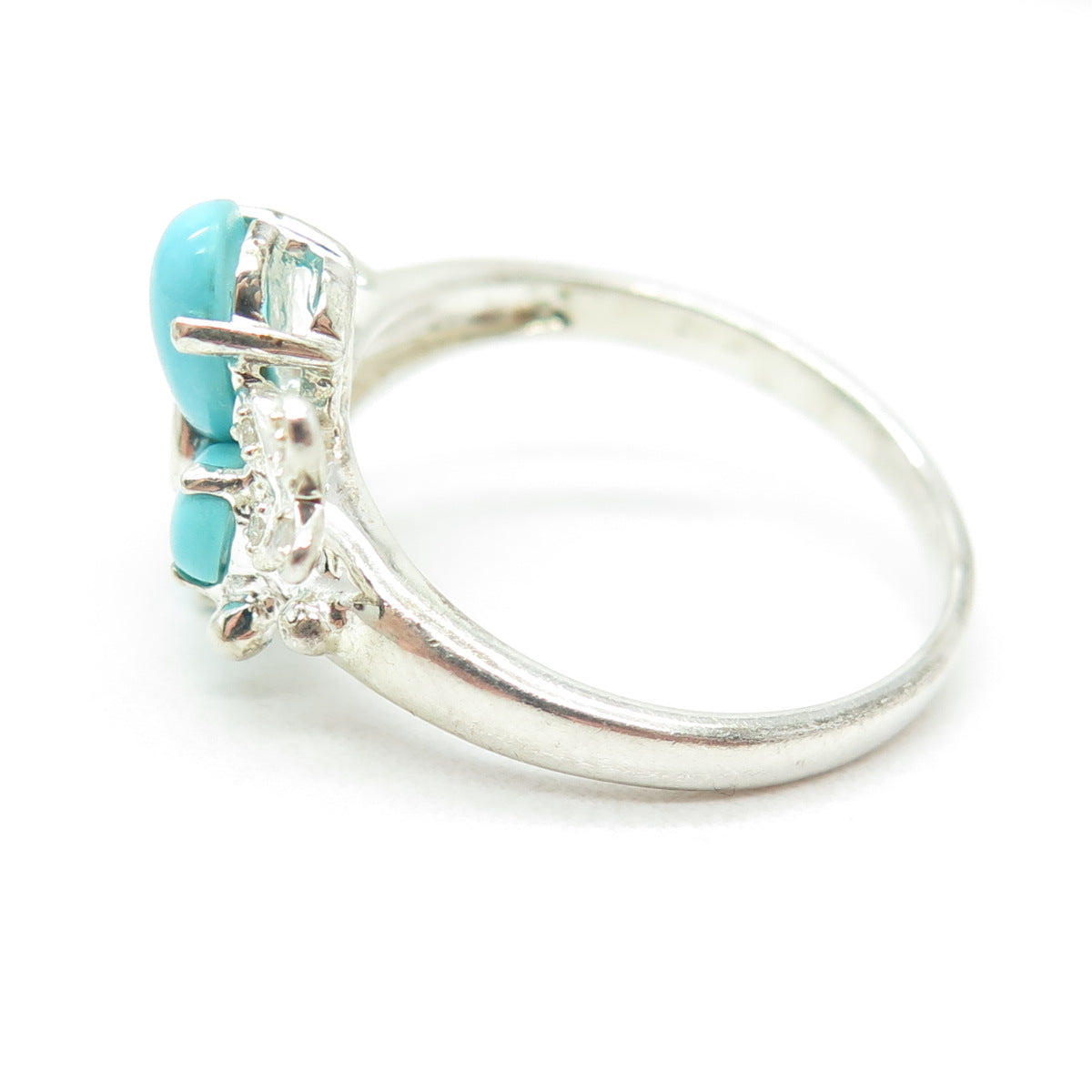 MICHELLE ALBALA 925 Sterling Silver Real Diamond Turquoise Butterfly Ring Size 9