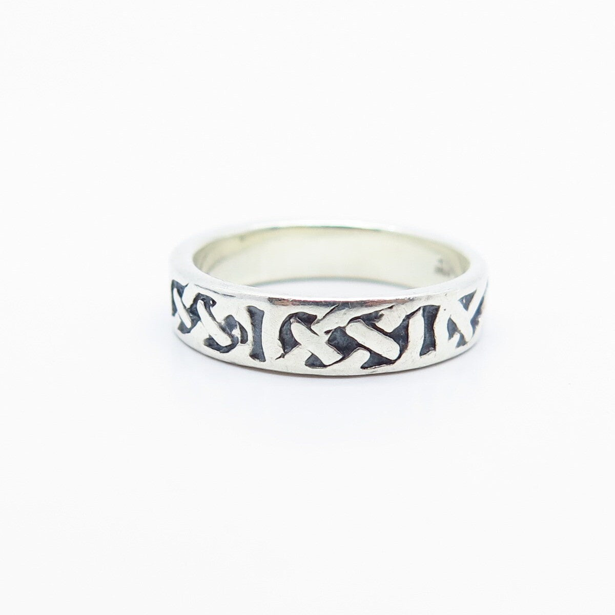 925 Sterling Silver Vintage Celtic Band Ring Size 5