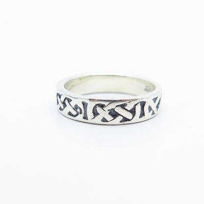 925 Sterling Silver Vintage Celtic Band Ring Size 5