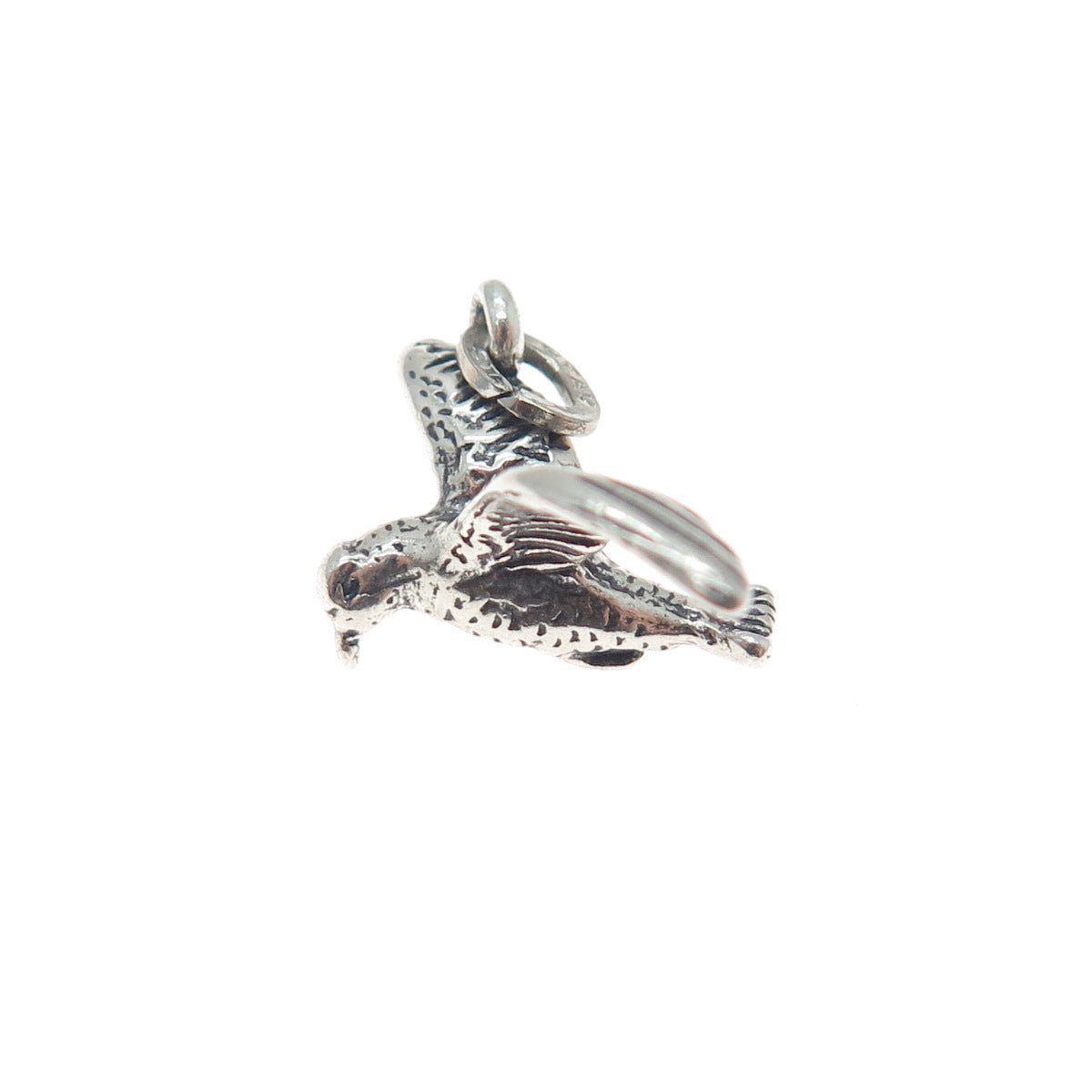 BEAU 925 Sterling Silver Vintage Seagull Oxidized Minimalist 3D Charm Pendant