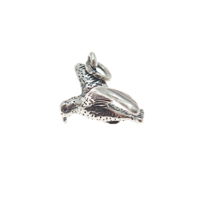 BEAU 925 Sterling Silver Vintage Seagull Oxidized Minimalist 3D Charm Pendant