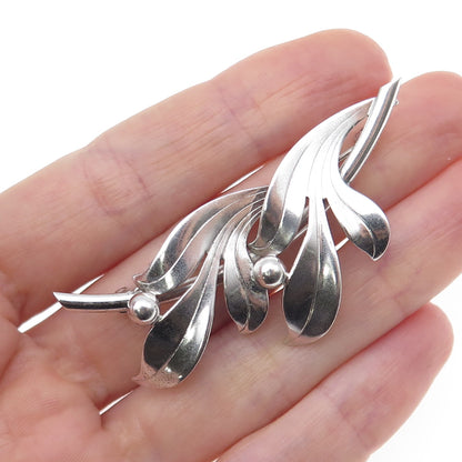 FORSTNER 925 Sterling Silver Vintage Modernist Floral Leaf Pin Brooch