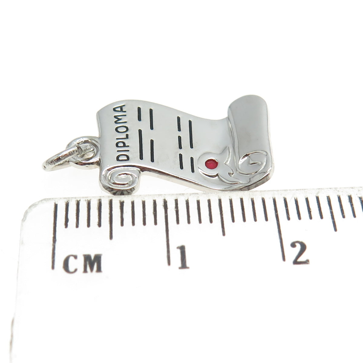 J.M. FISHER 925 Sterling Silver Vintage Enamel Diploma Graduation Charm Pendant