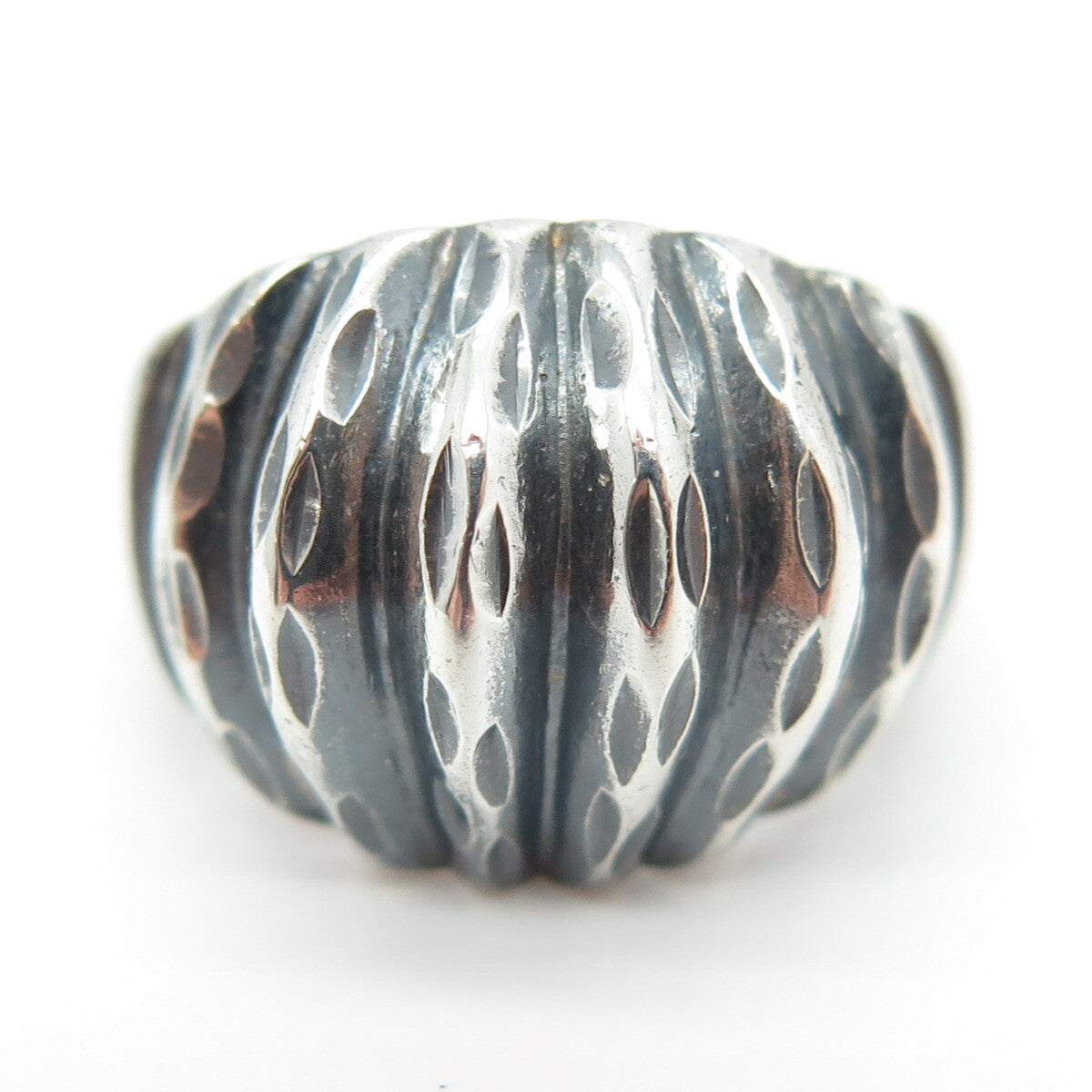925 Sterling Silver Vintage Ribbed Ring Size 6.25