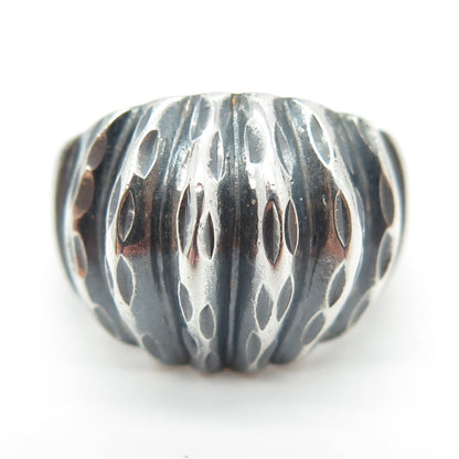 925 Sterling Silver Vintage Ribbed Ring Size 6.25