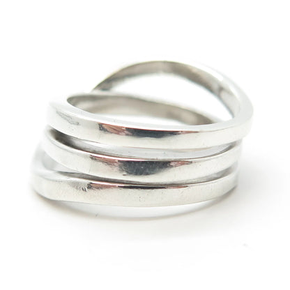 925 Sterling Silver Vintage Striped Ring Size 7