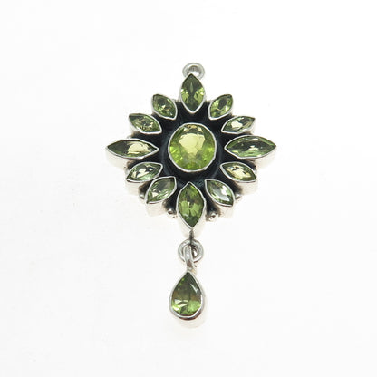 925 Sterling Silver Vintage Real Peridot Gemstone Pendant