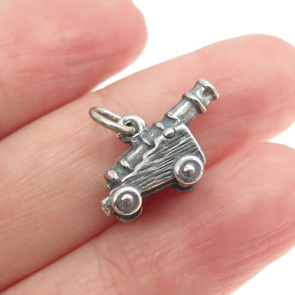 925 Sterling Silver Vintage Artillery 3D Charm Pendant