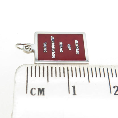 925 Sterling Silver Enamel "Status Independently Owned & Operated" Charm Pendant