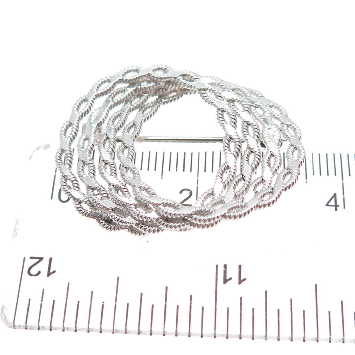 A & Z HAYWARD 925 Sterling Silver Vintage Interlocked Eternity Circle Pin Brooch