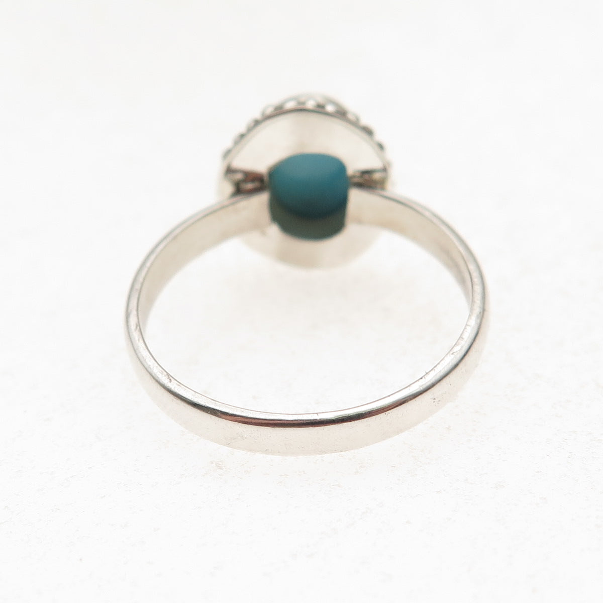 925 Sterling Silver Vintage Real Tyrone Turquoise Oxidized Ring Size 8.25
