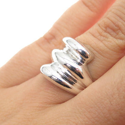 925 Sterling Silver Vintage Modernist Bypass Ring Size 6.5