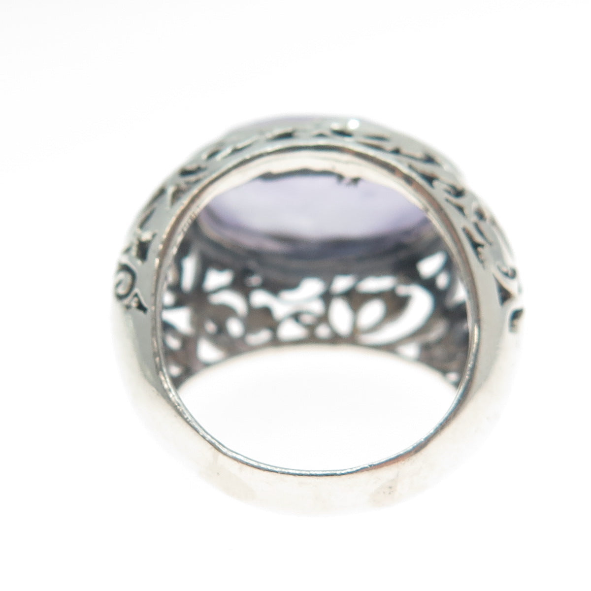 950 Silver Vintage Real Amethyst Flower Ring Size 7