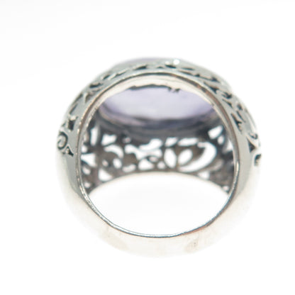 950 Silver Vintage Real Amethyst Flower Ring Size 7