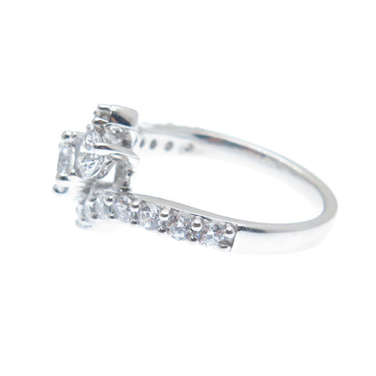 925 Sterling Silver Round-Cut C Z Bypass Ring Size 7