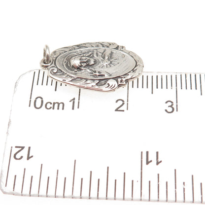 HMH Religious Sterling Silver Antique Art Deco Jesus & St. Mary Charm Pendant
