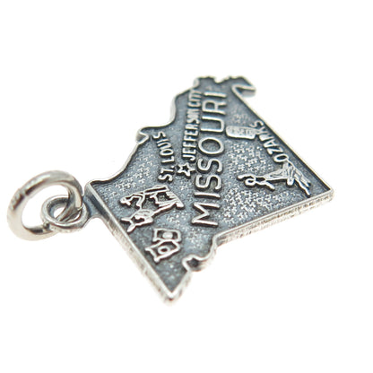 925 Sterling Silver Vintage "Missouri" State Map Charm Pendant