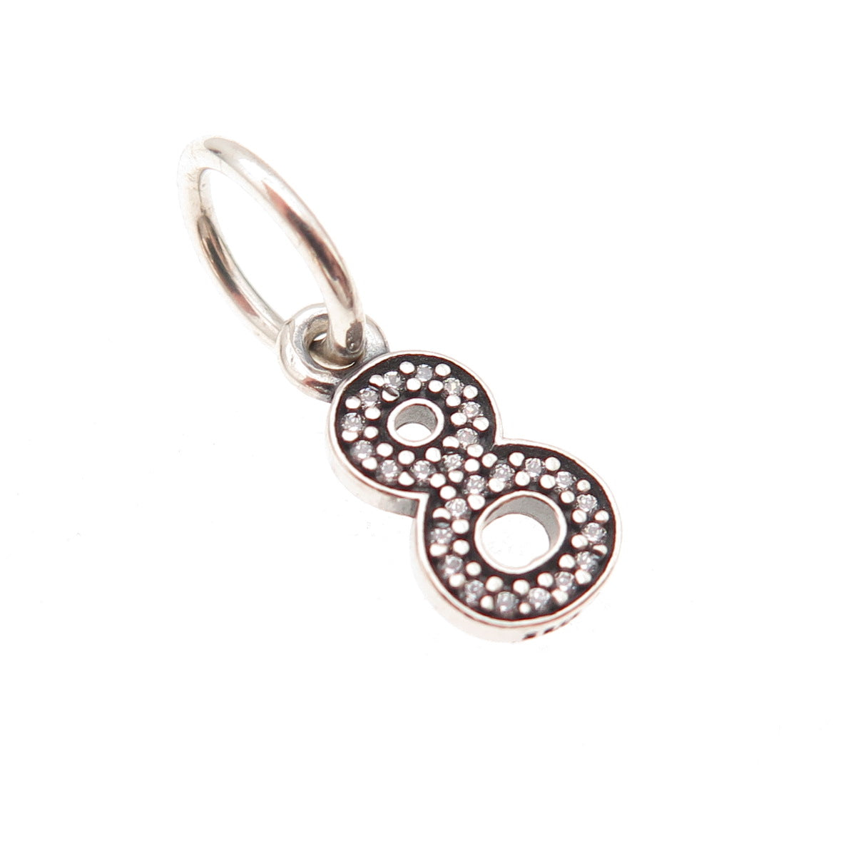 Pandora 925 Sterling Silver C Z Lucky Number 8 Charm Pendant