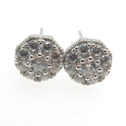 925 Sterling Silver Round-Cut C Z Stud Earrings