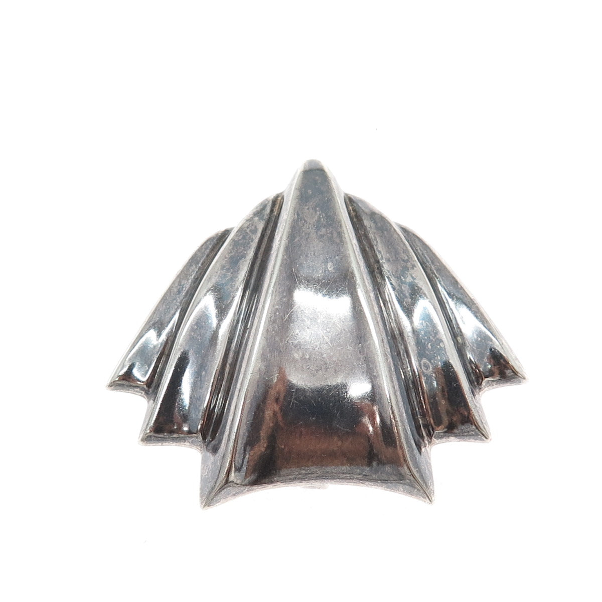 925 Sterling Silver Vintage Mexico Modernist Oxidized Pin Brooch / Pendant