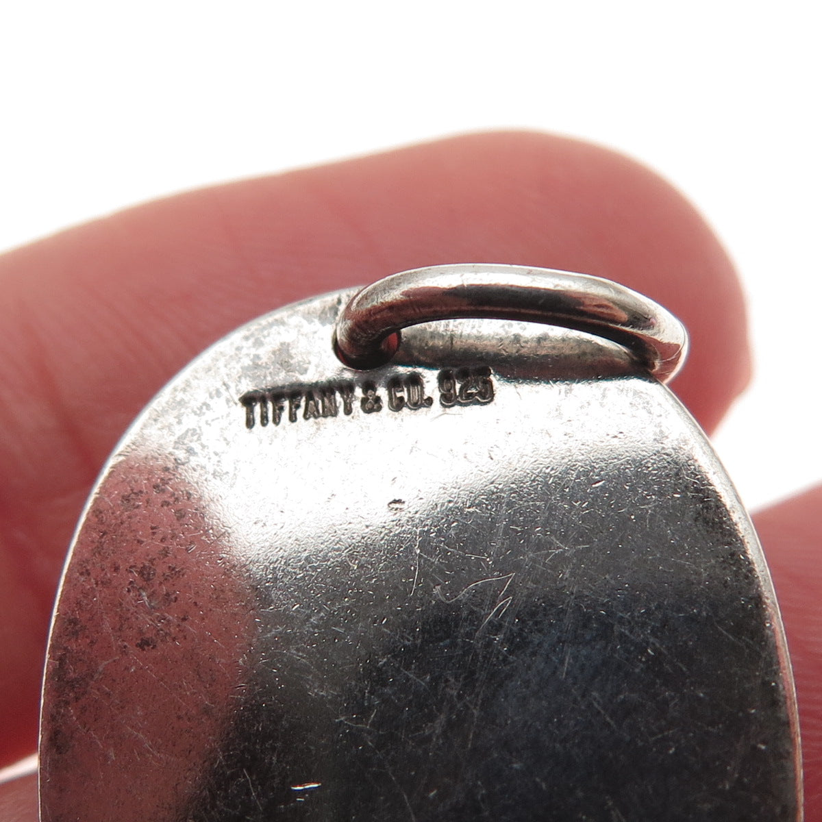Tiffany & Co. 925 Sterling Silver Vintage Oval Tag Charm Pendant
