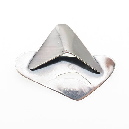 925 Sterling Silver Vintage Modernist Oxidized Pin Brooch