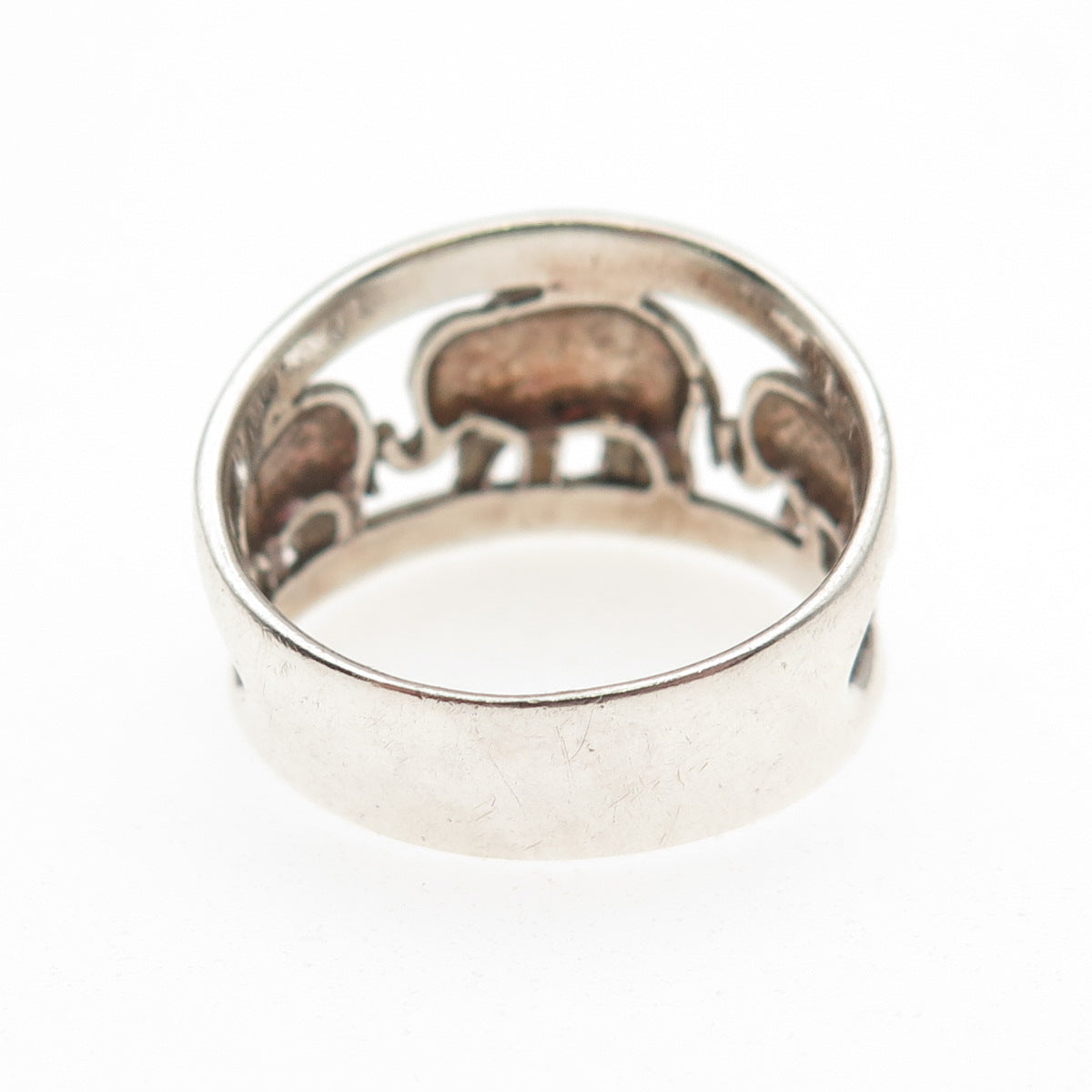 925 Sterling Silver Vintage Elephant Family Oxidized Ring Size 9.75